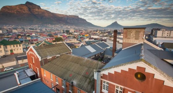 Rooftop view over The Old Biscuit Mill and Table Mountain